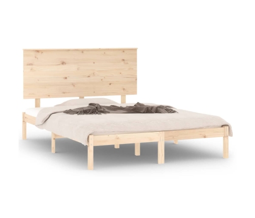 Estructura de cama sin colchón madera maciza de pino 140x190 cm