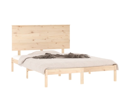 Estructura de cama sin colchón madera maciza de pino 140x190 cm