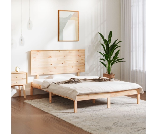 Estructura de cama sin colchón madera maciza de pino 140x190 cm