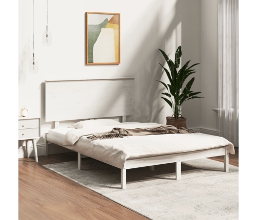 Estructura de cama sin colchón madera de pino blanca 140x190 cm