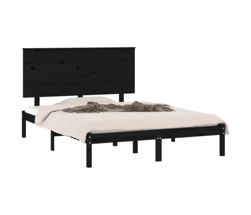 Estructura de cama madera maciza de pino negra 140x190 cm