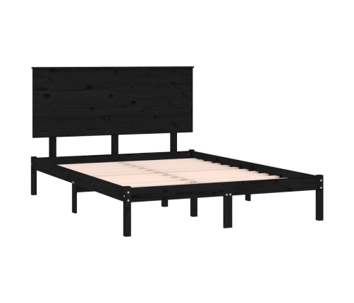 Estructura de cama madera maciza de pino negra 140x190 cm