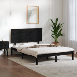 Estructura de cama madera maciza de pino negra 140x190 cm