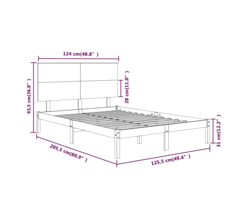 Estructura de cama sin colchón madera de pino maciza 120x200 cm