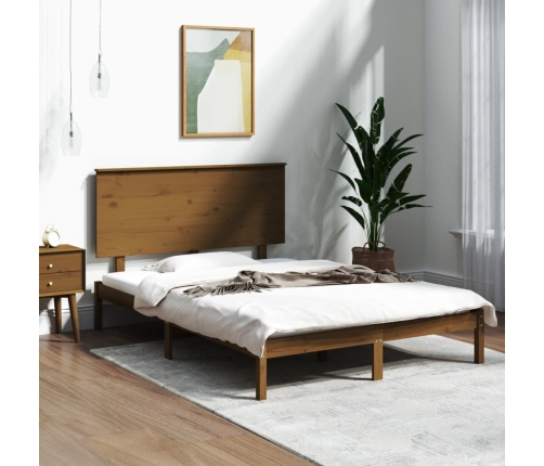 Estructura cama sin colchón madera pino marrón miel 120x200 cm