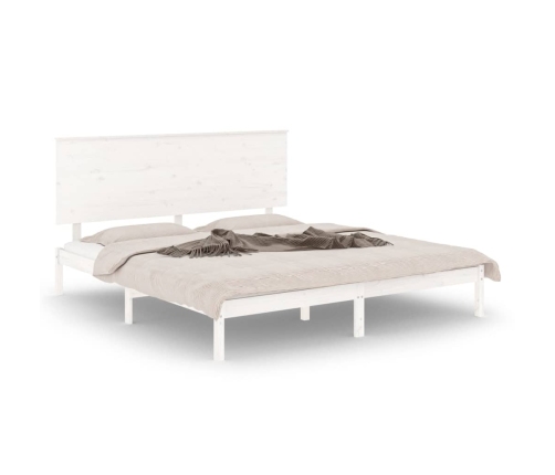 Estructura de cama madera maciza blanca King Size 150x200 cm