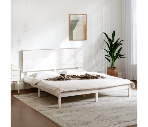 Estructura de cama madera maciza blanca King Size 150x200 cm