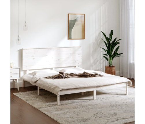 Estructura de cama madera maciza blanco Supe King 180x200 cm