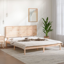 Estructura de cama sin colchón madera maciza de pino 200x200 cm
