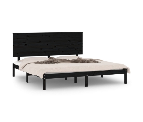 Estructura de cama de madera maciza de pino negro 200x200 cm