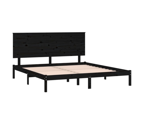 Estructura de cama de madera maciza de pino negro 200x200 cm