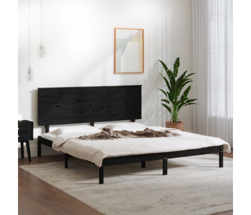 Estructura de cama de madera maciza de pino negro 200x200 cm