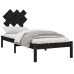 Estructura cama madera maciza individual negro 75x190 cm