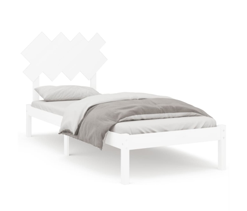 Estructura de cama individual de madera maciza blanco 90x190 cm