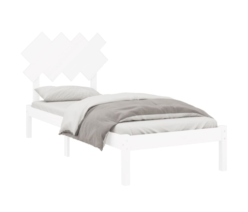 Estructura de cama individual de madera maciza blanco 90x190 cm