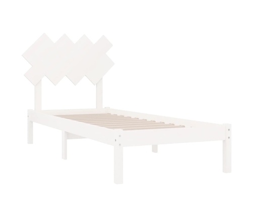 Estructura de cama individual de madera maciza blanco 90x190 cm