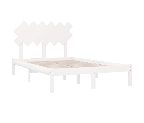 Estructura cama doble pequeña madera maciza blanco 120x190 cm