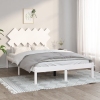 Estructura cama doble pequeña madera maciza blanco 120x190 cm