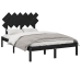 Estructura cama doble pequeña madera maciza negro 120x190 cm