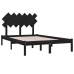 Estructura cama doble pequeña madera maciza negro 120x190 cm