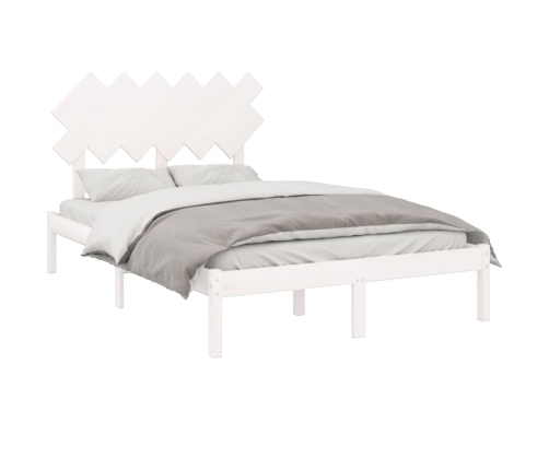 Estructura de cama doble de madera maciza blanco 135x190 cm