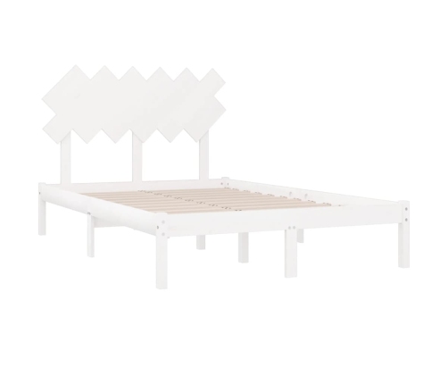 Estructura de cama doble de madera maciza blanco 135x190 cm