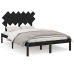 Estructura de cama doble de madera maciza negro 135x190 cm