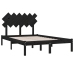 Estructura de cama doble de madera maciza negro 135x190 cm