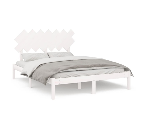 vidaXL Estructura de cama doble madera maciza blanca 140x190 cm