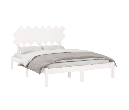 vidaXL Estructura de cama doble madera maciza blanca 140x190 cm