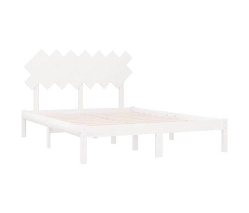 vidaXL Estructura de cama doble madera maciza blanca 140x190 cm