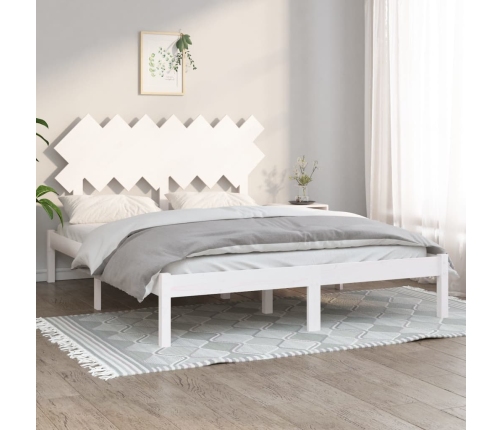 vidaXL Estructura de cama doble madera maciza blanca 140x190 cm