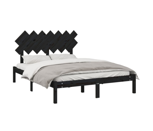 Estructura de cama de madera maciza negra 140x190 cm