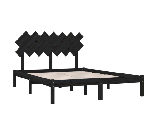 Estructura de cama de madera maciza negra 140x190 cm