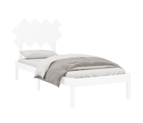 Estructura de cama de madera maciza blanca 90x190 cm