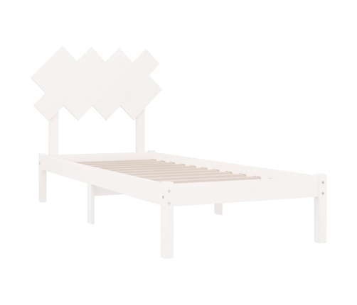 Estructura de cama de madera maciza blanca 90x190 cm