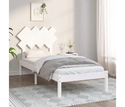 Estructura de cama de madera maciza blanca 90x190 cm