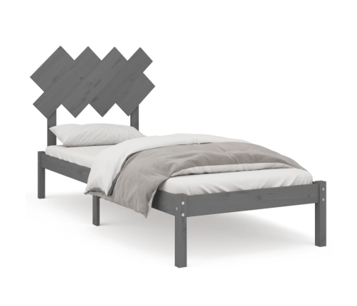 Estructura de cama de madera maciza gris 90x190 cm