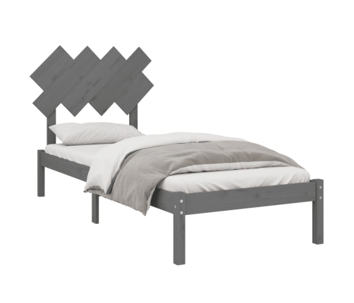 Estructura de cama de madera maciza gris 90x190 cm