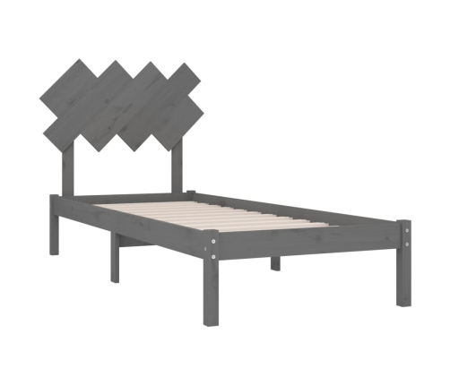 Estructura de cama de madera maciza gris 90x190 cm