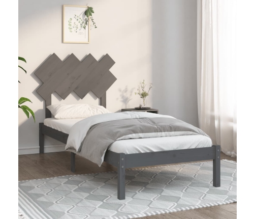 Estructura de cama de madera maciza gris 90x190 cm