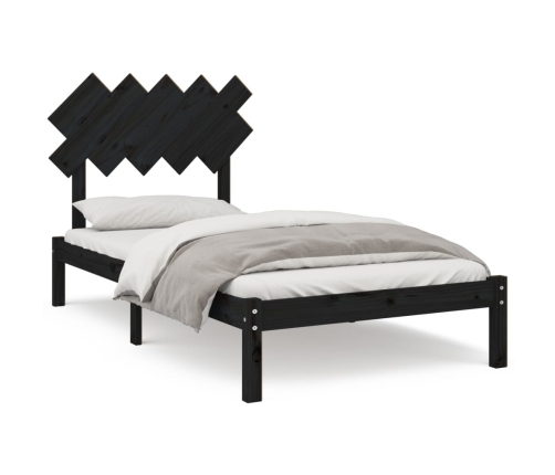 Estructura de cama de madera maciza negro 100x200 cm