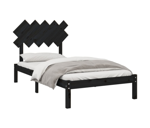 vidaXL Estructura de cama de madera maciza negro 100x200 cm