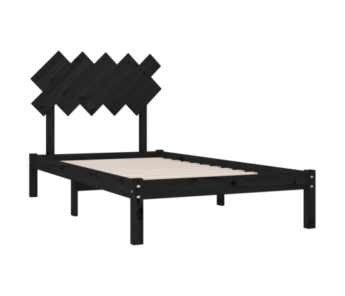 Estructura de cama de madera maciza negro 100x200 cm