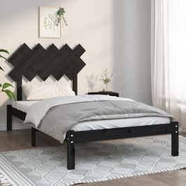 Estructura de cama de madera maciza negro 100x200 cm