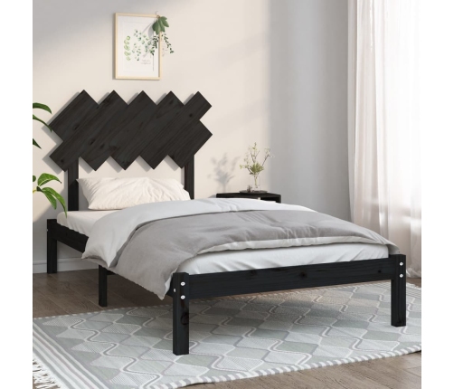 Estructura de cama de madera maciza negro 100x200 cm