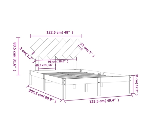 vidaXL Estructura de cama de madera maciza 120x200 cm