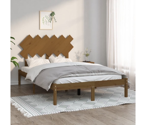 Estructura de cama de madera maciza marrón miel 120x200 cm