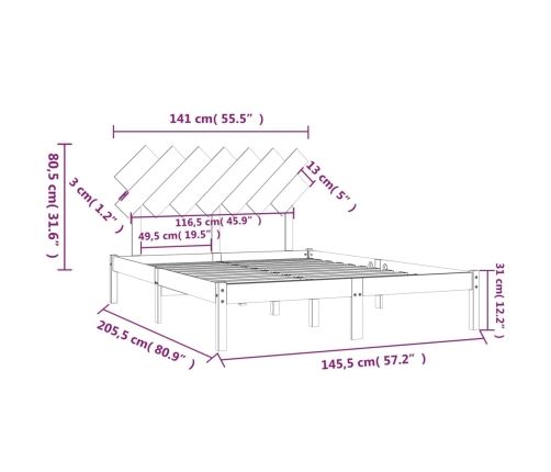 Estructura de cama madera maciza blanco 140x200 cm