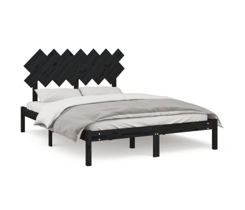 Estructura de cama de madera maciza negra 140x200 cm